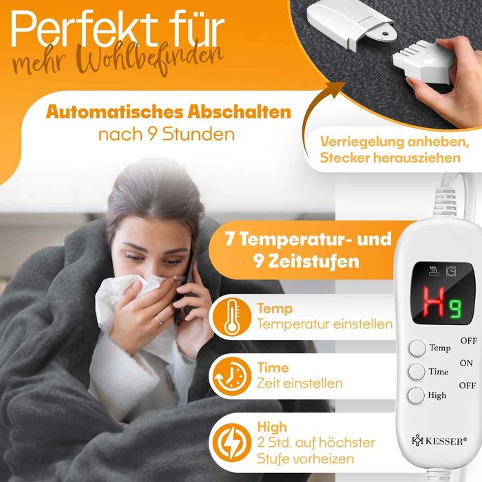 Електроковдра KESSER XXL 200x180см | Преміум Німеччина | Нова