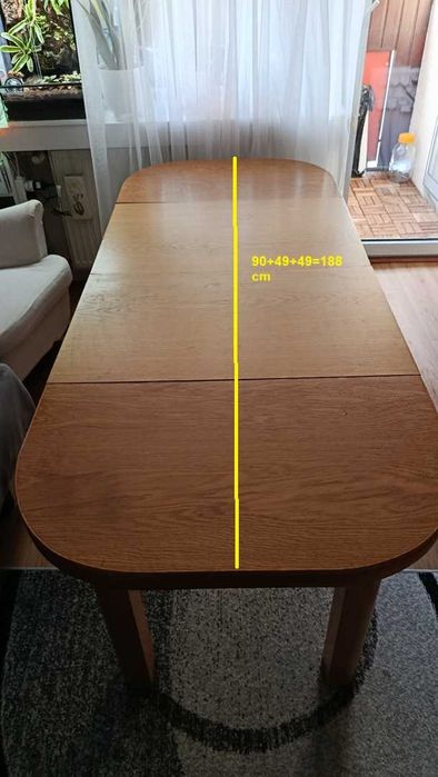 Stól rozsuwany 80 x 90 z możliwością powiększenia do 237 cm.