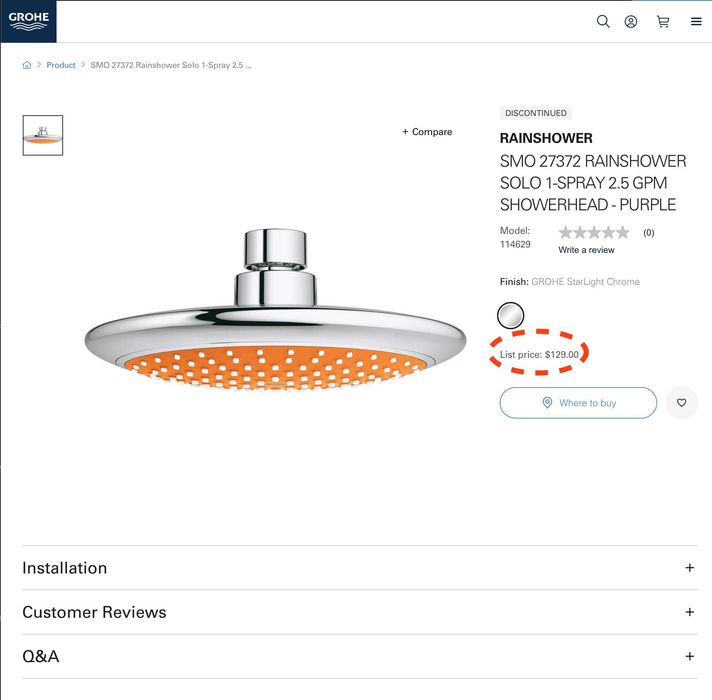 Преміум верхній душ GROHE Rainshower Solo 190 27372 Orange / Chrome