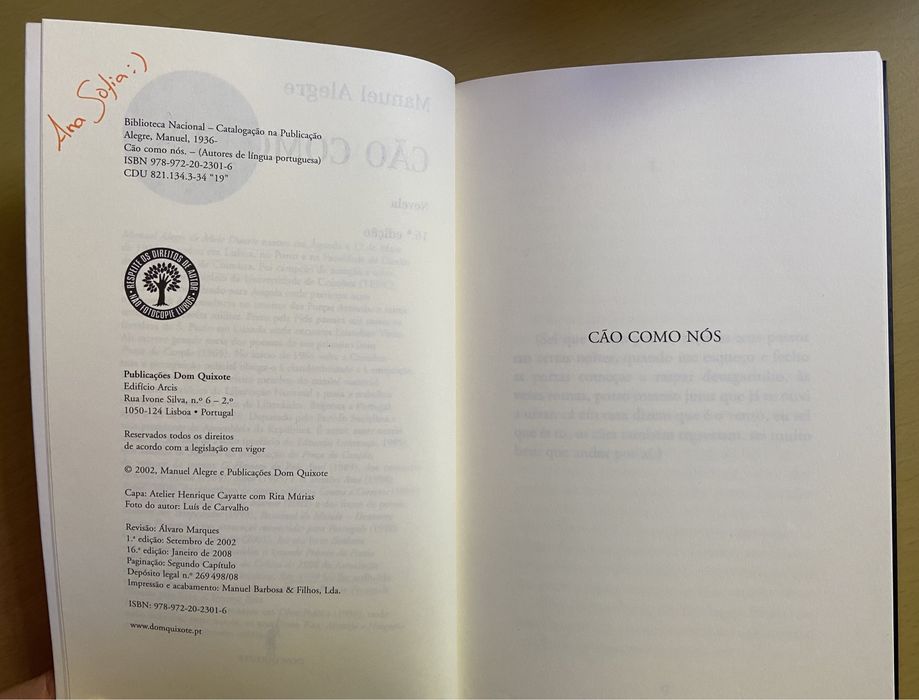 Livro “Cão Como Nós” - Manuel Alegre