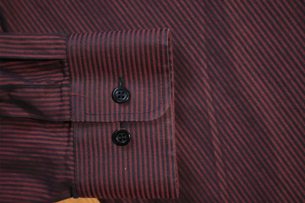 Koszula Bosweel r. 43 czerwono-czarna bawełna dł rękaw paski