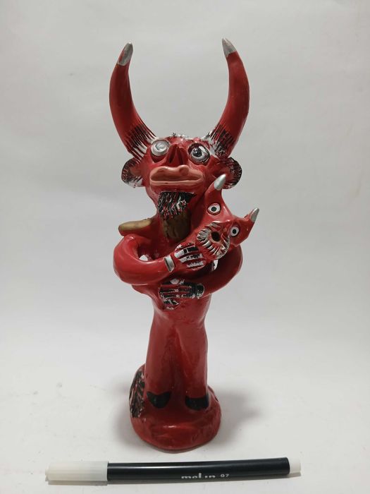 Figurado Português - Figura Barro Diabo Vermelho - Julia Cota Barcelos