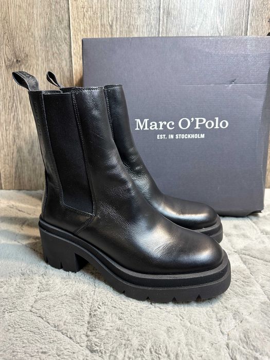 Buty damskie czarne skórzane botki kozaki Marc O'Polo 40