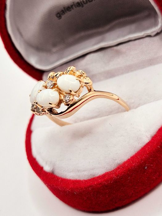 Zjawiskowy Złoty pierścionek z opalem 585 (14K) OPAL