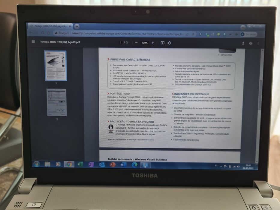 Toshiba Portégé R600-12H Laptop - Used64738839343746122
