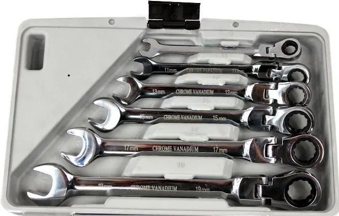 Набор рожково-накидных ключей с трещеткой на кардане 12 шт FALON-TECH