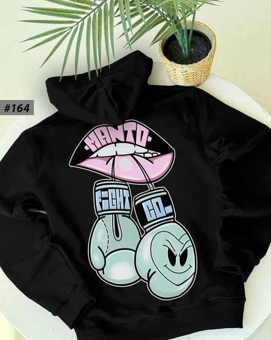 BIG Logo | Черная Толстовка МАНТО | Большой Принт Худи MANTO Gloves | XS S M L XL XXL