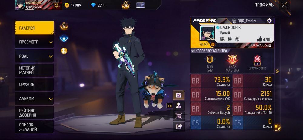 Обмін на акаунт папг або продаж. Дуже Хороший акаунт Free Fire