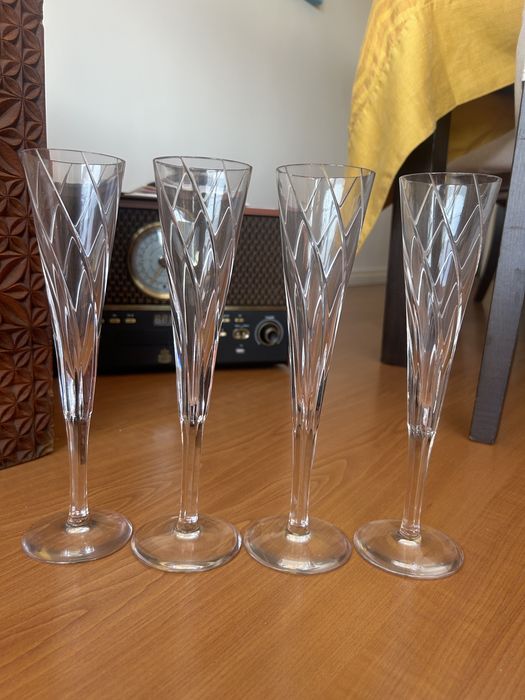 4 copos de champanhe / flutes em cristal Atlantis