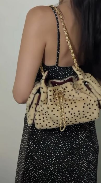 Torebka chanel 25 w kropki dots leo leopard nowość nowa komplet