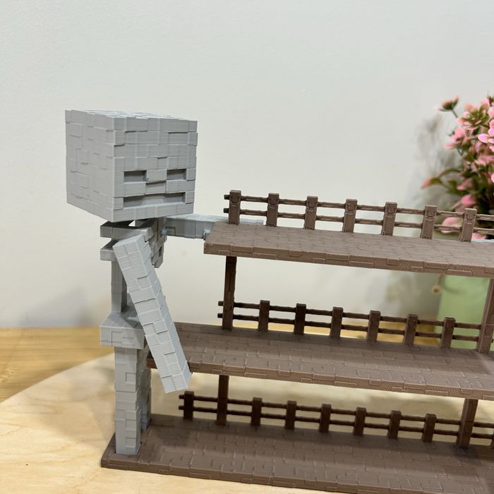 Поличка органайзер для фігурок із KinderJoy minecraft sceleron скелетон майнкрафт.