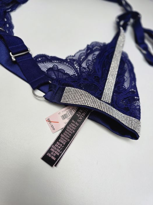Pas do pończoch Victoria's Secret Xs/S nowy granatowy blyszczace paski