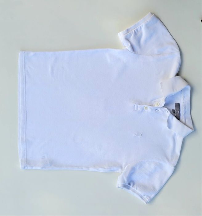 Białe polo chłopięce 140 cm wzrostu; bawełna 100%
