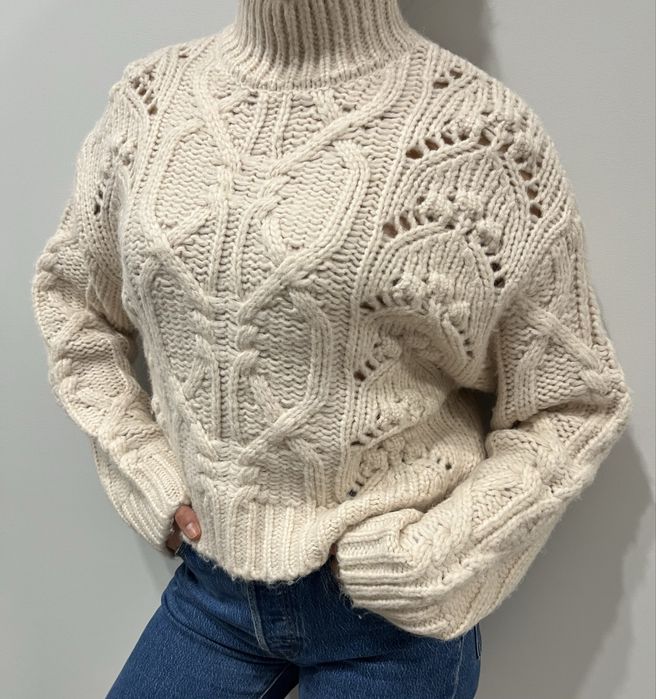 Теплий в’язаний светр AMISU з об’ємним візерунком, розмір S