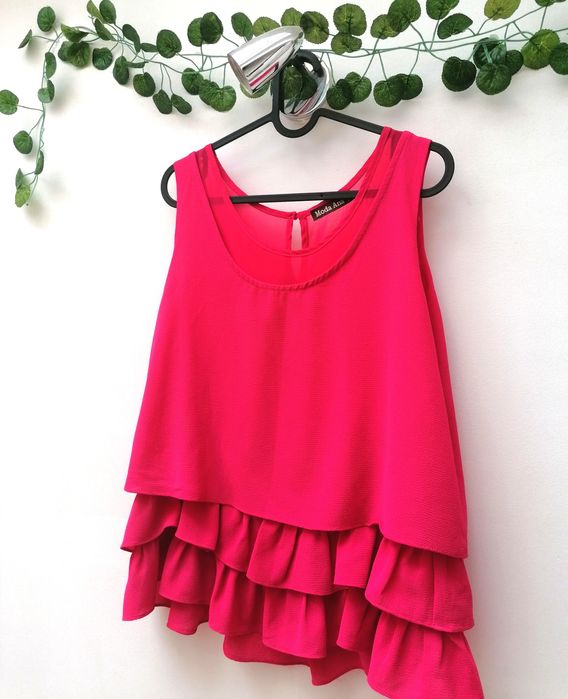 Blusa Rosa Fúcsia com Folhos