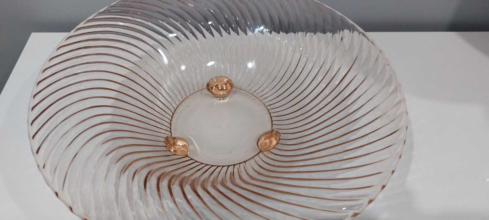 Patera szkło rozaliowe spirelli art deco prl