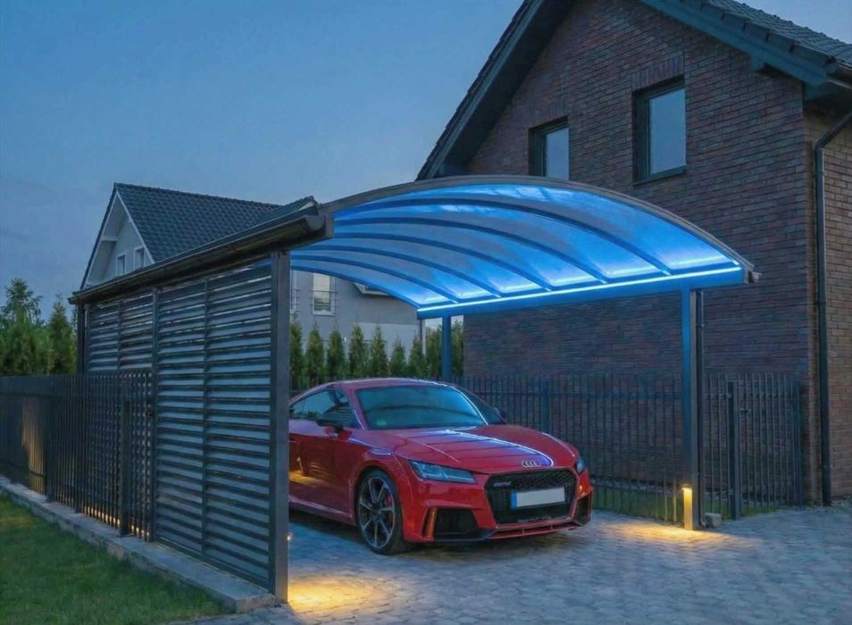 Carport Stalowa wiata na samochód 3mx5.25m wiata samochodowa LED opcja