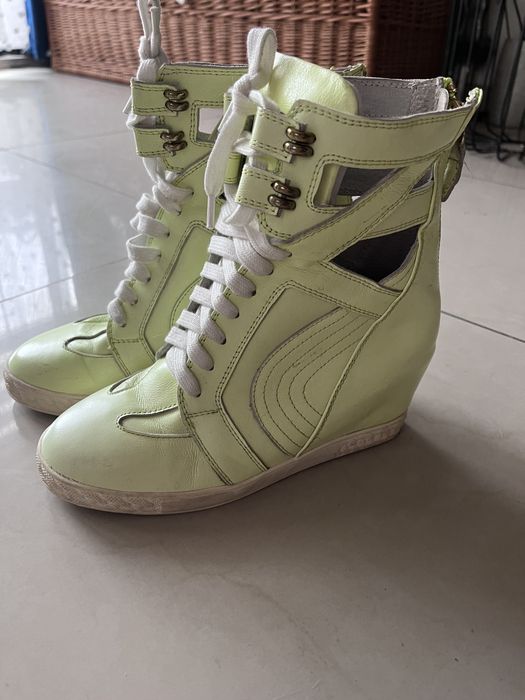 Damskie botki limonkowe