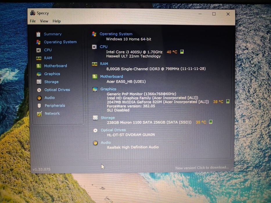 Acer Aspire E15 – SSD 256GB + 8GB RAM + Carregador