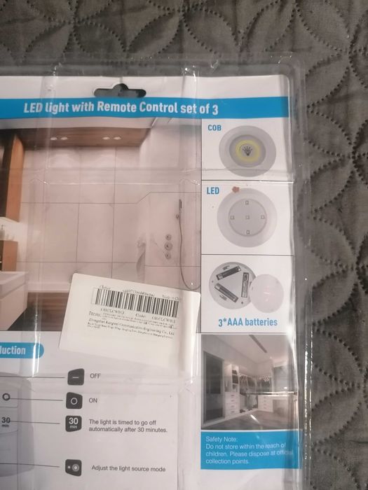 Zestaw 3 lamp LED z pilotem – dotykowe + timer