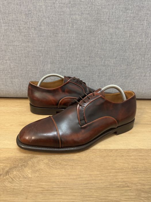 Fabi 7892 Lace Ups Derby Leather Burgundy Italy size 41,5 skórzane półbuty wizytowe bordowe