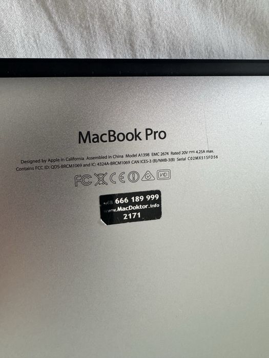 Apple MacBook Pro Retina 15” A1398 (EMC 2674) – Mid 2014