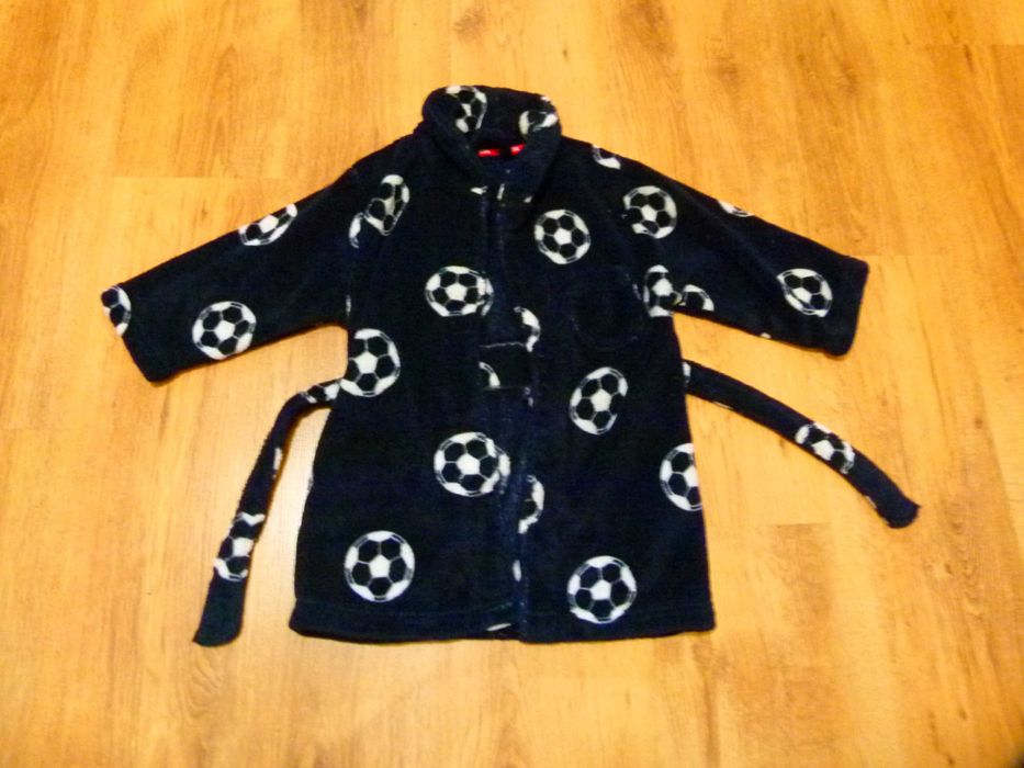 rozm 98 St.Bernard szlafrok kąpielowy granatowe białe piłki chłopięcy