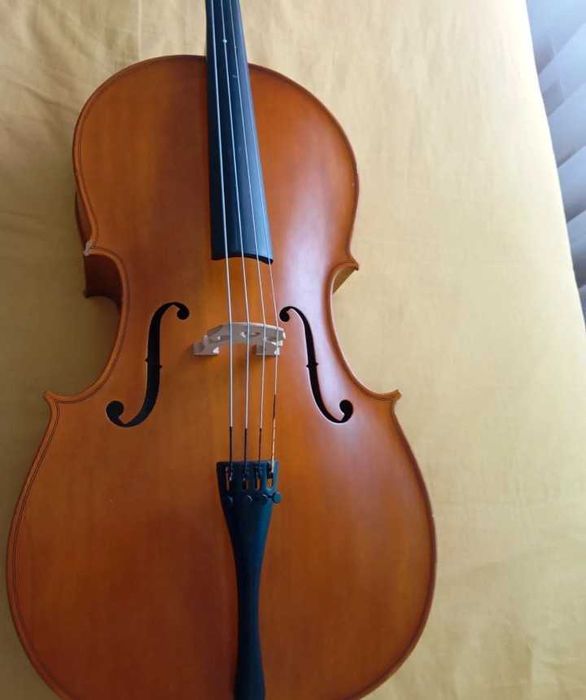 Vendo violoncelo tamanho 1/2, em bom estado geral, com alguns sinais normais de utilização, mais arco, capa protetora da Rapsody e fita.