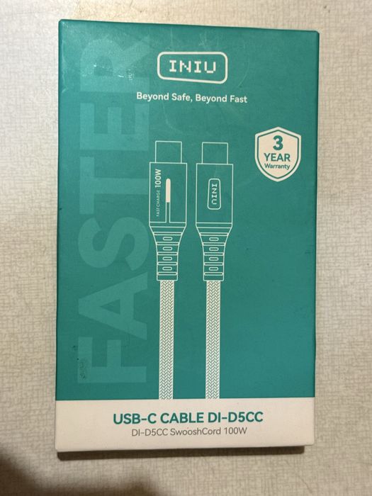 Кабель INIU USB-C to USB-C 100W Fast Charge | Швидка зарядка
