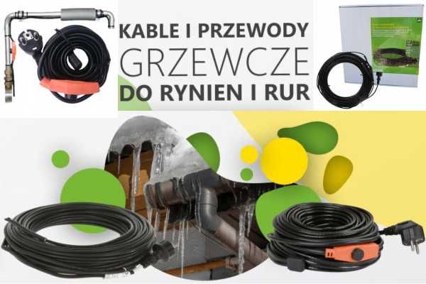 Kabel grzewczy przewód grzejny do ochrony rur z TERMOSTATEM