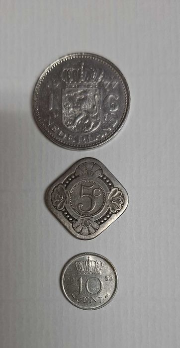Holanda - Lote 3 moedas antigas em prata-1923, 1959, 1977