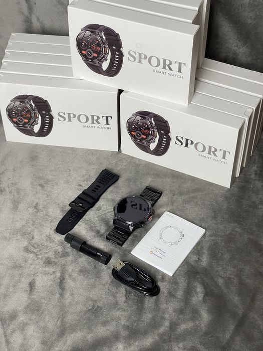 ‼️Смарт-годинник‼️ HARDY AK82 Black AMOLED | військовий тактичний smartwatch з ліхтариком, пульс, SpO2, Bluetooth, Android/iOS
