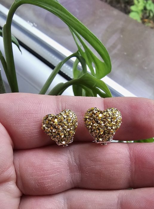 Klipsy lub kolczyki serduszka złote handmade