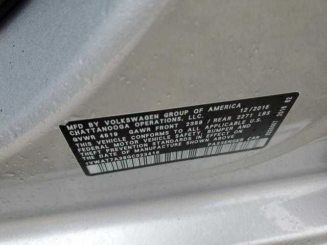 Автомобіль Volkswagen Passat S 2016 року з США