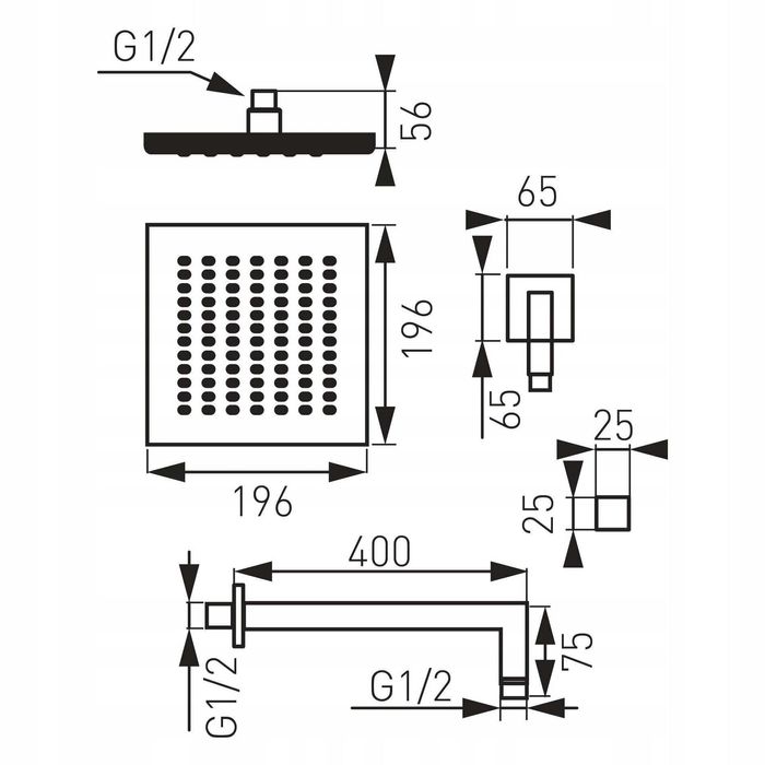 Ferro Quadro 8 ramię z głowica deszczownicy*