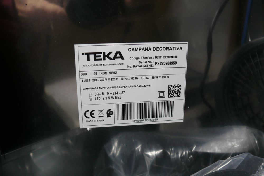 Chaminé Decorativa TEKA - DBB 90 - Inox