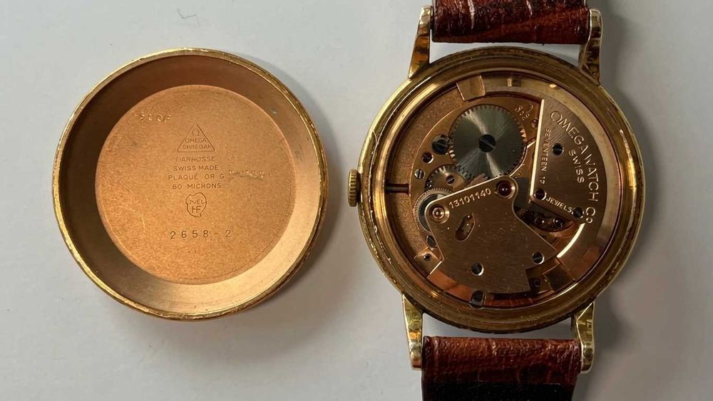 OMEGA Bumper Automatic plaqué Ouro 18K 80 microns– Mostrador "Honeycomb"  Raro