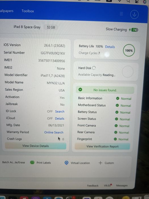 IPad 8 32 LTE Space Grey АКБ 100%