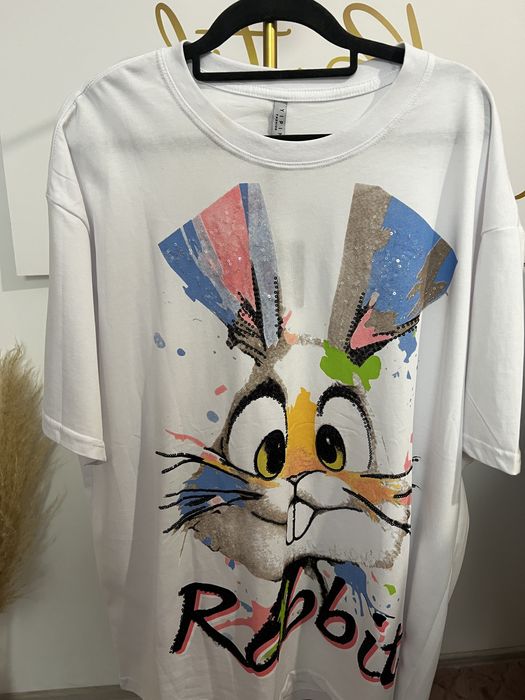 T-shirt królik biały nowy