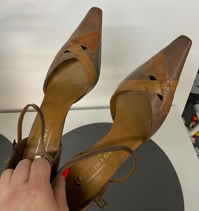 Brązowe buty na obcasie czółenka 40 nowe