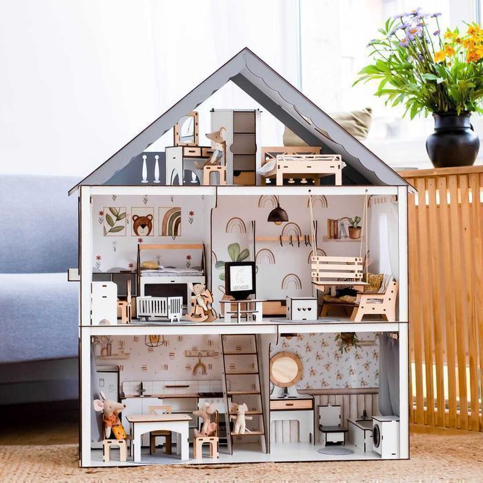 Великий метровий ляльковий будинок Барбі меблі Большой Кукольный домик