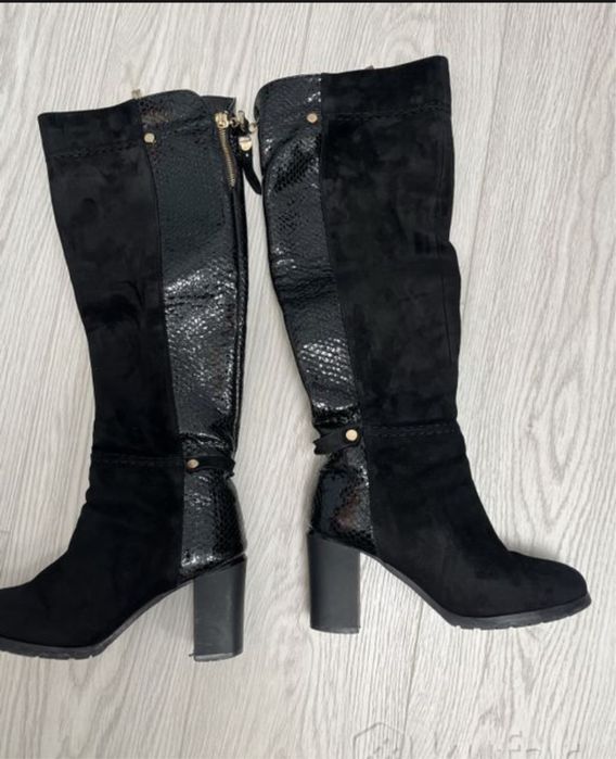 Зимні чоботи єврозима Foletti, замша+ шкіра тиснення змія 40р./25,5