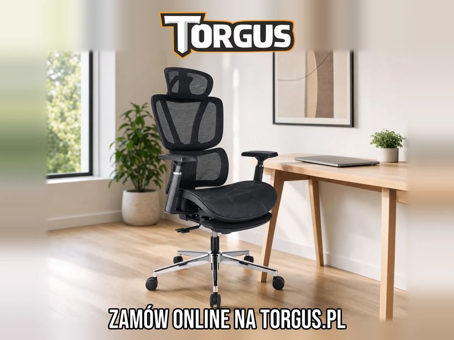 NOWY Fotel Biurowy Ergonomiczny NEOVA z Podnóżkiem Obrotowy Krzesło Do Biurka Siatka Mesh Zagłówek Podparcie Lędźwiowe TILT Czarny OKAZJA! FV