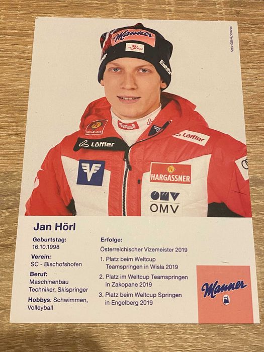JAN HOERL-oryginalny autograf-austriacki skoczek narciarski