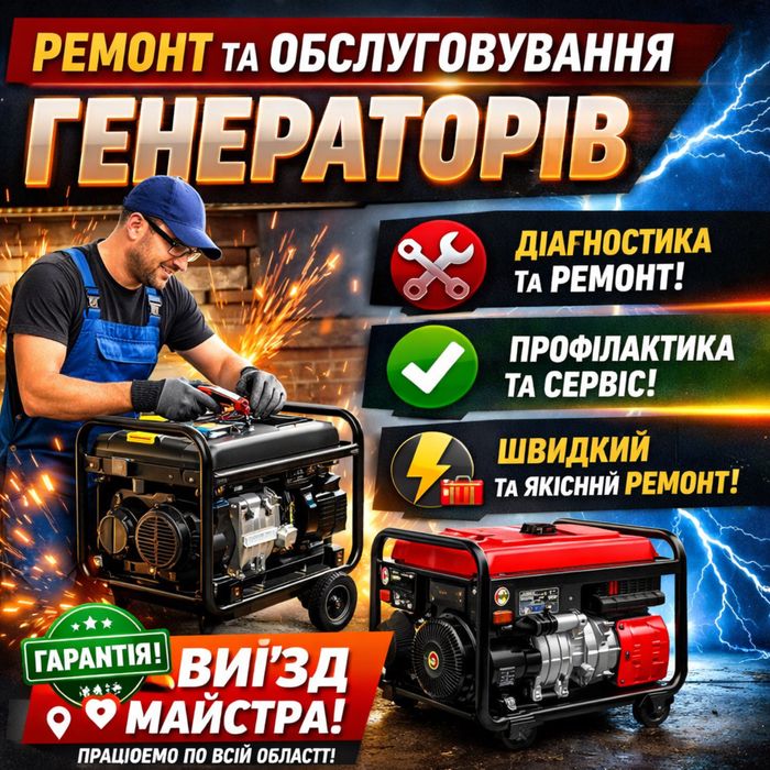 Ремонт генераторів обслуговування заміна мастила генераторов ТО продаж