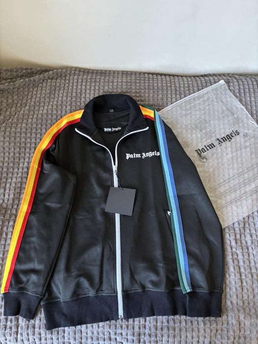 Palm angels rainbow track jacket black/multicolor