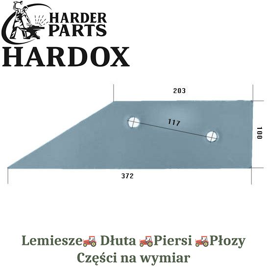 Płoza krótka Rabewerk HARDOX 2748.0603 części pługa 2Xlepsze niż Borow