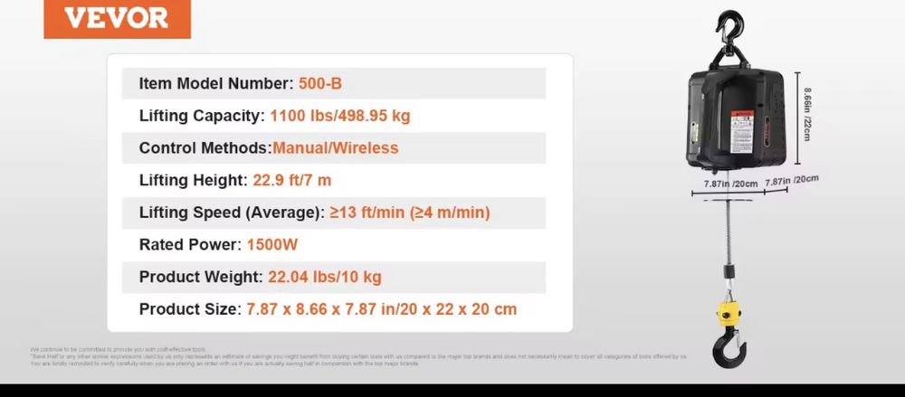 Guincho electrico 500kg