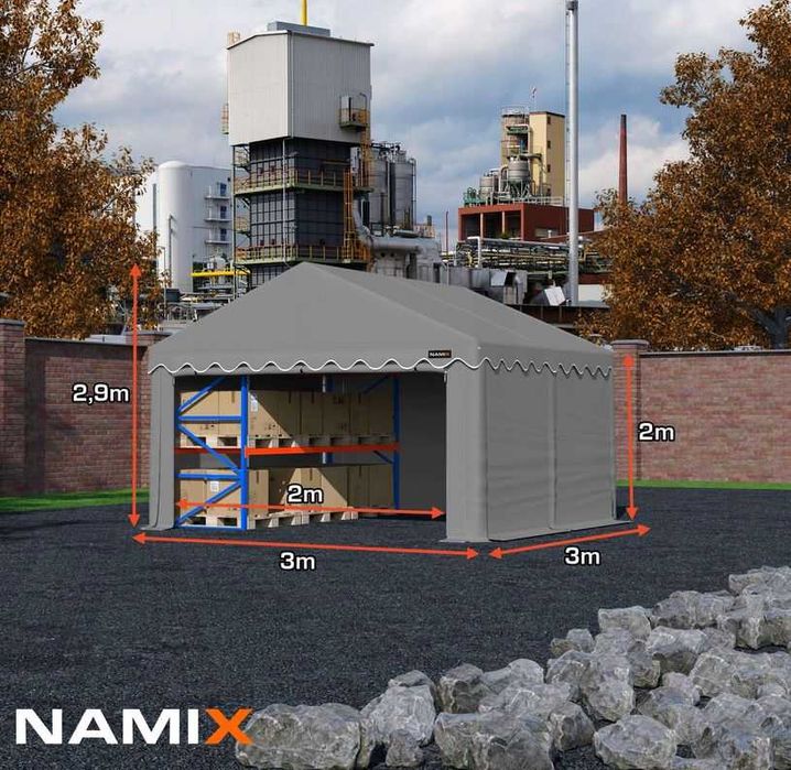 Namiot BASIC 3x3 magazynowy handlowy garaż PE 240g/m2