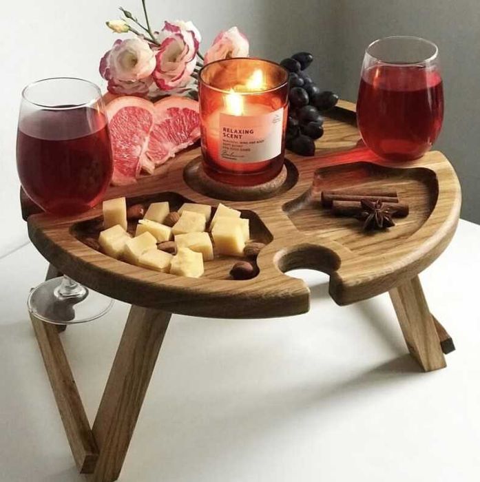 Менажниця стіл [дерево/дубова] на 4 бокали 35см